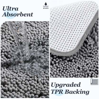 Sasttie Chenille Bathroom Rugs, Quick Dry Washable Bath Mats with Rubber Backing product image 1