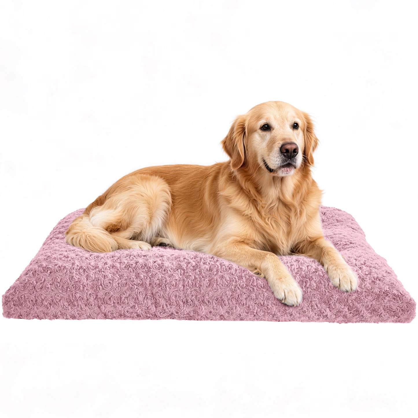 Sasttie Rose Velvet Dog Bed Crate Pad, Washable Plush Pet Mat with Non-Slip Bottom - XL (41" x 27" x 6") / Pink