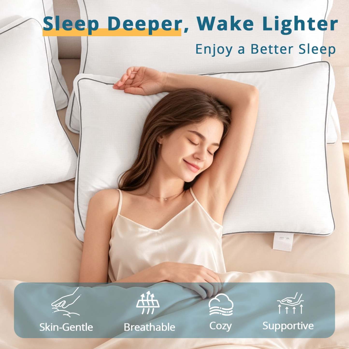Sasttie Gusseted Bed Pillows, Supportive Down Alternative Hotel Quality Pillows product image 5