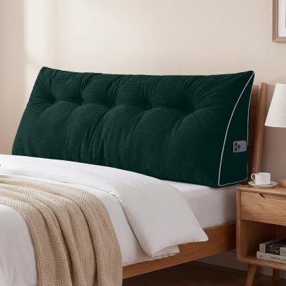 Sasttie Headboard Pillow Queen, Wedge Pillow Headboard, Dark Grey | Triangle Backrest Cushion for Sitting or Reading in Bed, Dorm Essentials, OEKO-TEX, Down Alternative Fill, Side Pockets