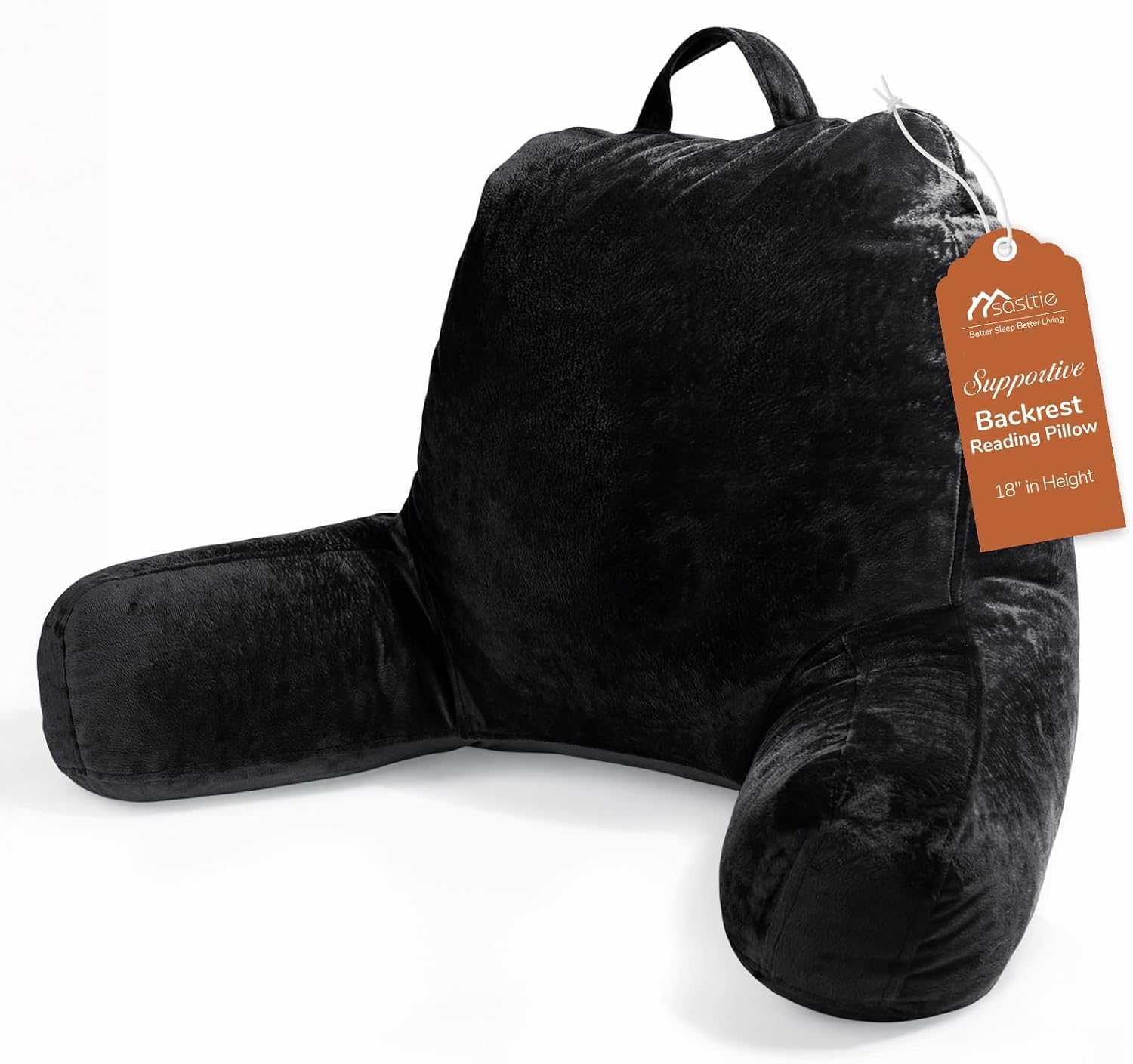 Sasttie Reading Pillow for Bed, Back Pillow for Sitting Up, Dark Grey | 18 Backrest Support Cushion for Couch, Sofa, and Floor, Dorm Essentials, OEKO-TEX, Adjustable Down Alternative Fill