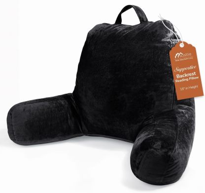 Sasttie Reading Pillow for Bed, Back Pillow for Sitting Up, Dark Grey | 18 Backrest Support Cushion for Couch, Sofa, and Floor, Dorm Essentials, OEKO-TEX, Adjustable Down Alternative Fill