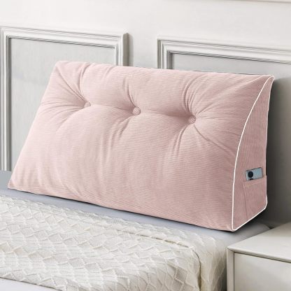 Sasttie Headboard Pillow Queen, Wedge Pillow Headboard, Dark Grey | Triangle Backrest Cushion for Sitting or Reading in Bed, Dorm Essentials, OEKO-TEX, Down Alternative Fill, Side Pockets