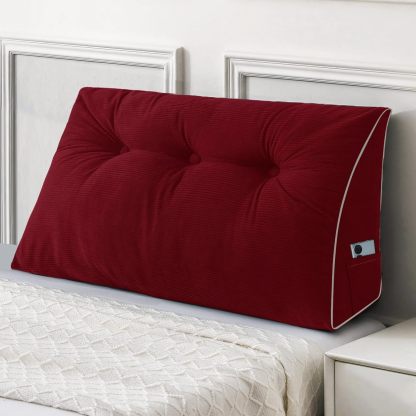 Sasttie Headboard Pillow Queen, Wedge Pillow Headboard, Dark Grey | Triangle Backrest Cushion for Sitting or Reading in Bed, Dorm Essentials, OEKO-TEX, Down Alternative Fill, Side Pockets