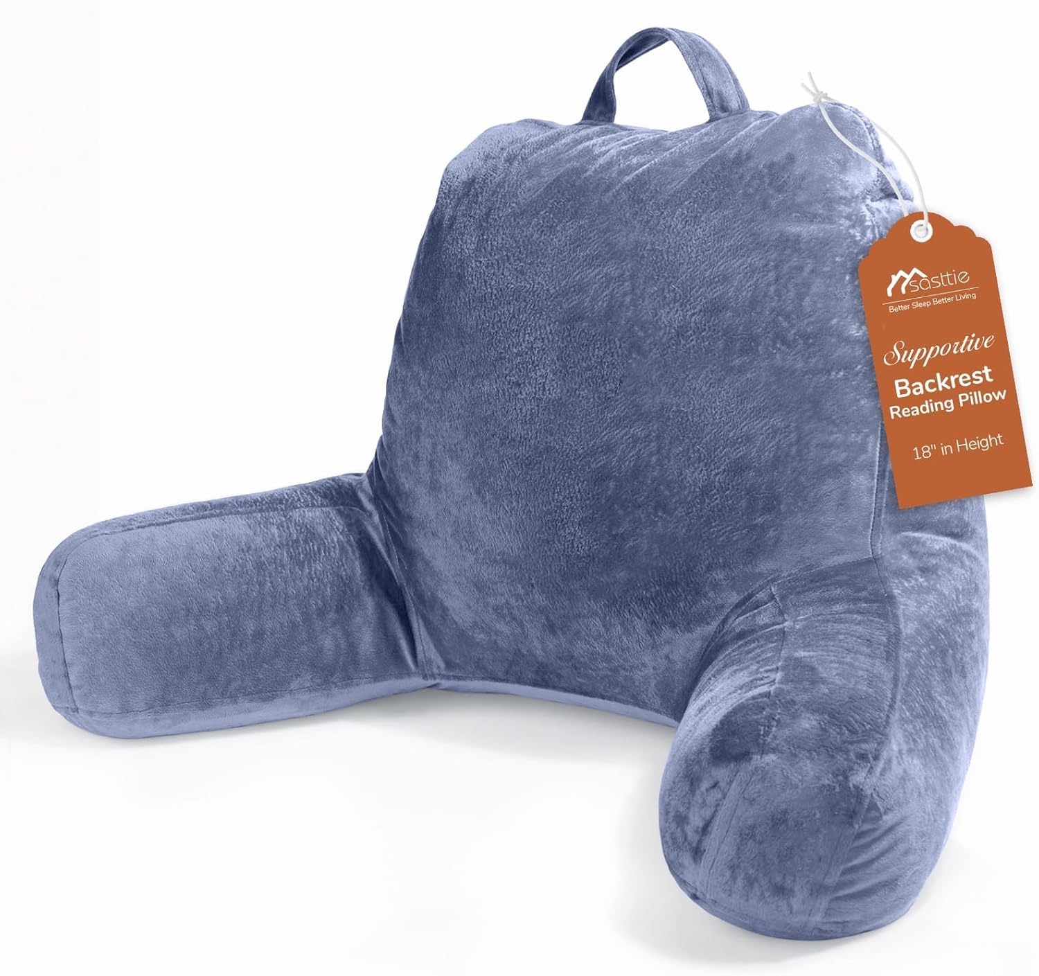 Sasttie Reading Pillow for Bed, Back Pillow for Sitting Up, Dark Grey | 18 Backrest Support Cushion for Couch, Sofa, and Floor, Dorm Essentials, OEKO-TEX, Adjustable Down Alternative Fill