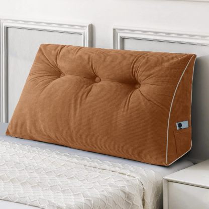 Sasttie Headboard Pillow Queen, Wedge Pillow Headboard, Dark Grey | Triangle Backrest Cushion for Sitting or Reading in Bed, Dorm Essentials, OEKO-TEX, Down Alternative Fill, Side Pockets