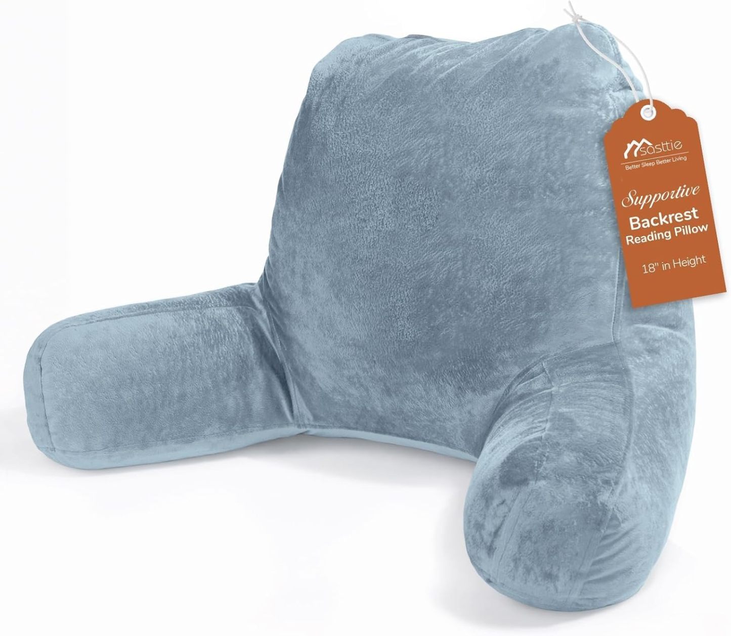 Sasttie Reading Pillow for Bed, Back Pillow for Sitting Up, Dark Grey | 18 Backrest Support Cushion for Couch, Sofa, and Floor, Dorm Essentials, OEKO-TEX, Adjustable Down Alternative Fill