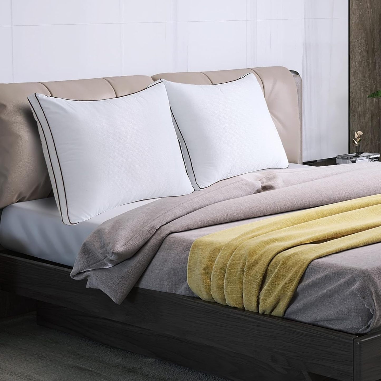 HUXMEYSON Pillows King Size Set of 2 for Sleeping - Cooling Down Alternative Bed Pillow for Back, Stomach or Side Sleepers, Hotel Collection Pillows, 20 x 36 Inches