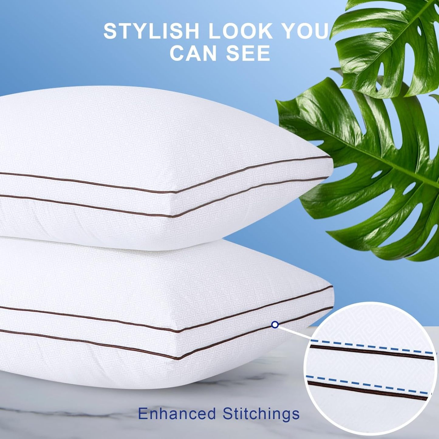 HUXMEYSON Pillows King Size Set of 2 for Sleeping - Cooling Down Alternative Bed Pillow for Back, Stomach or Side Sleepers, Hotel Collection Pillows, 20 x 36 Inches
