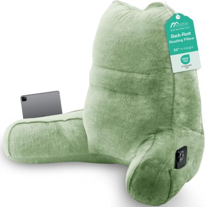 Sasttie Reading Pillow for Bed, Back Pillow for Sitting Up, Dark Grey | 18 Backrest Support Cushion for Couch, Sofa, and Floor, Dorm Essentials, OEKO-TEX, Adjustable Down Alternative Fill