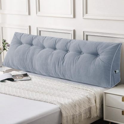 Sasttie Headboard Pillow Queen, Wedge Pillow Headboard, Dark Grey | Triangle Backrest Cushion for Sitting or Reading in Bed, Dorm Essentials, OEKO-TEX, Down Alternative Fill, Side Pockets