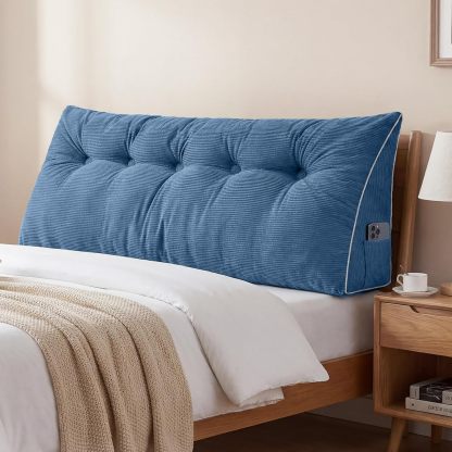 Sasttie Headboard Pillow Queen, Wedge Pillow Headboard, Dark Grey | Triangle Backrest Cushion for Sitting or Reading in Bed, Dorm Essentials, OEKO-TEX, Down Alternative Fill, Side Pockets