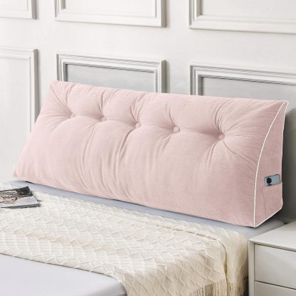 Sasttie Headboard Pillow Queen, Wedge Pillow Headboard, Dark Grey | Triangle Backrest Cushion for Sitting or Reading in Bed, Dorm Essentials, OEKO-TEX, Down Alternative Fill, Side Pockets