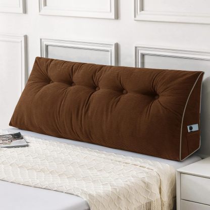 Sasttie Headboard Pillow Queen, Wedge Pillow Headboard, Dark Grey | Triangle Backrest Cushion for Sitting or Reading in Bed, Dorm Essentials, OEKO-TEX, Down Alternative Fill, Side Pockets