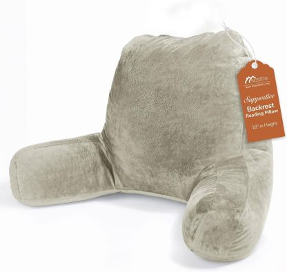 Sasttie Reading Pillow for Bed, Back Pillow for Sitting Up, Dark Grey | 18 Backrest Support Cushion for Couch, Sofa, and Floor, Dorm Essentials, OEKO-TEX, Adjustable Down Alternative Fill