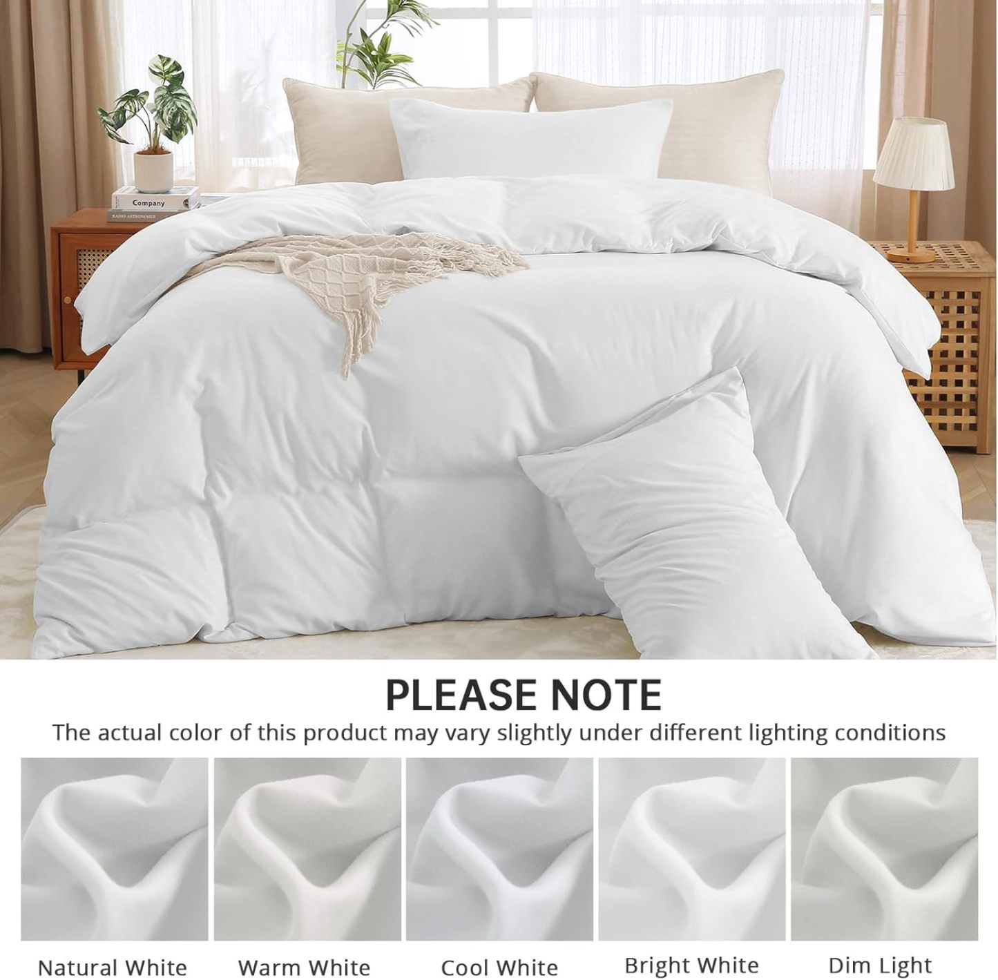 MUXHOMO White Duvet Cover Queen Size, Soft Double Brushed Duvet Covers Set 3 Pieces, Warm Comforter Cover with Zipper Closure and 2 Pillow Cases (90"×90")