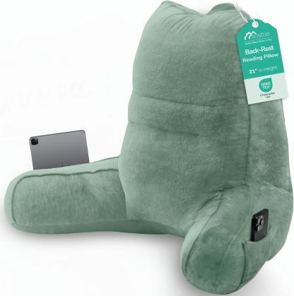 Sasttie Reading Pillow for Bed, Back Pillow for Sitting Up, Dark Grey | 18 Backrest Support Cushion for Couch, Sofa, and Floor, Dorm Essentials, OEKO-TEX, Adjustable Down Alternative Fill