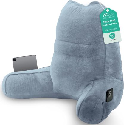Sasttie Reading Pillow for Bed, Back Pillow for Sitting Up, Dark Grey | 18 Backrest Support Cushion for Couch, Sofa, and Floor, Dorm Essentials, OEKO-TEX, Adjustable Down Alternative Fill