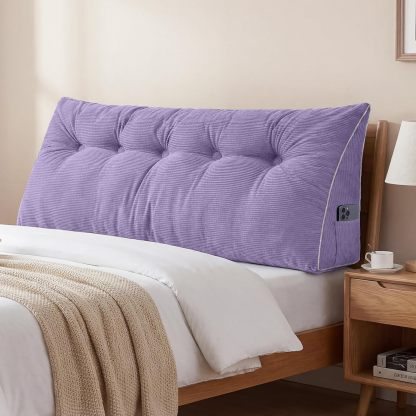 Sasttie Headboard Pillow Queen, Wedge Pillow Headboard, Dark Grey | Triangle Backrest Cushion for Sitting or Reading in Bed, Dorm Essentials, OEKO-TEX, Down Alternative Fill, Side Pockets