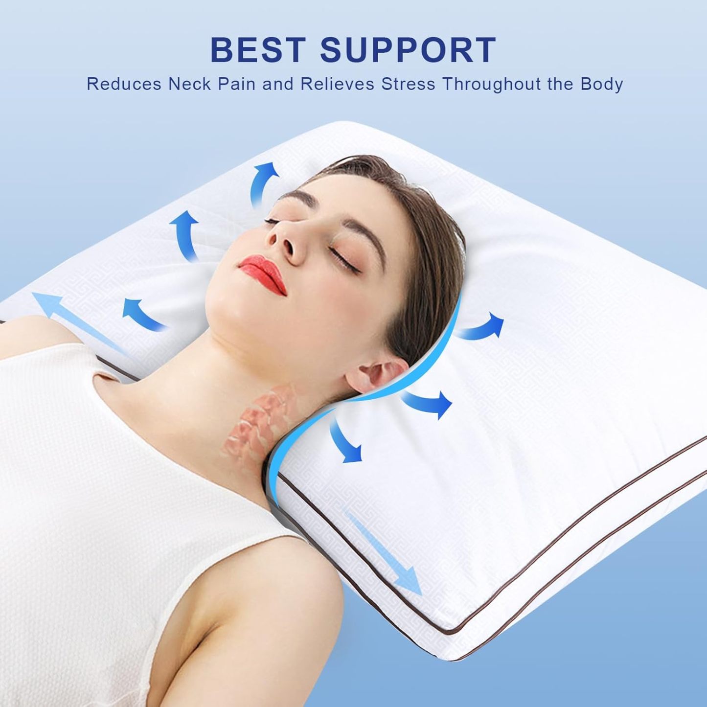 HUXMEYSON Pillows King Size Set of 2 for Sleeping - Cooling Down Alternative Bed Pillow for Back, Stomach or Side Sleepers, Hotel Collection Pillows, 20 x 36 Inches