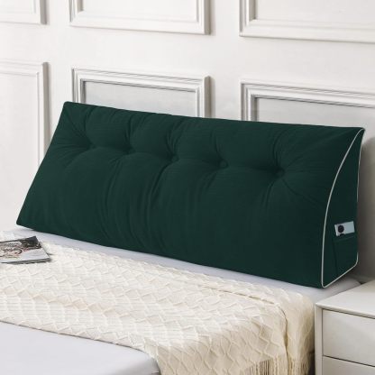 Sasttie Headboard Pillow Queen, Wedge Pillow Headboard, Dark Grey | Triangle Backrest Cushion for Sitting or Reading in Bed, Dorm Essentials, OEKO-TEX, Down Alternative Fill, Side Pockets