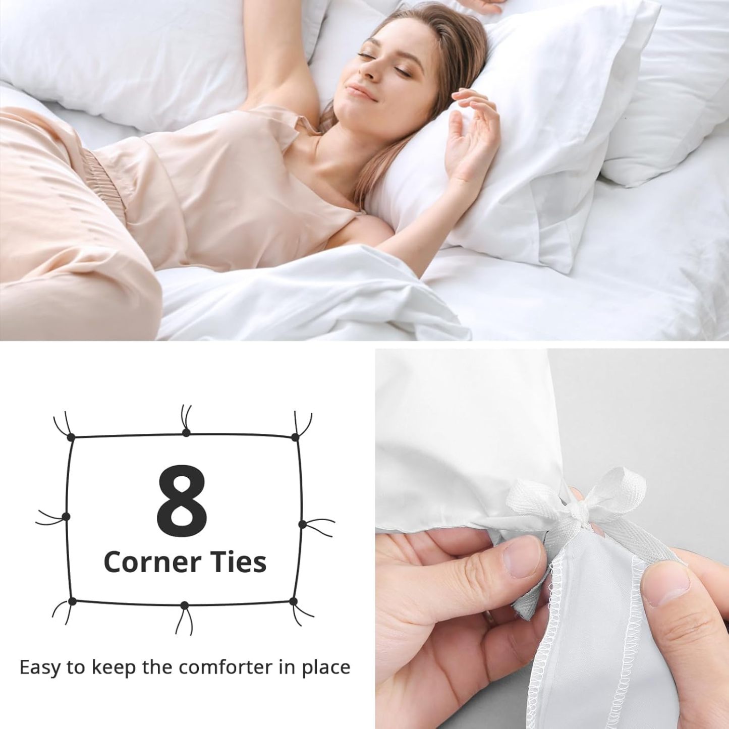 MUXHOMO White Duvet Cover Queen Size, Soft Double Brushed Duvet Covers Set 3 Pieces, Warm Comforter Cover with Zipper Closure and 2 Pillow Cases (90"×90")