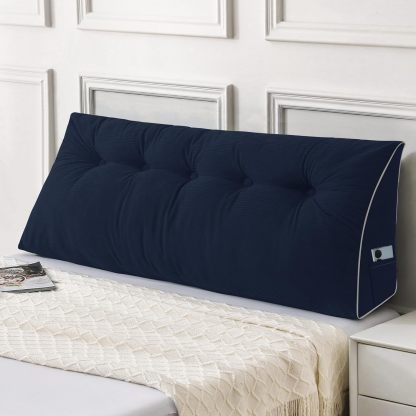 Sasttie Headboard Pillow Queen, Wedge Pillow Headboard, Dark Grey | Triangle Backrest Cushion for Sitting or Reading in Bed, Dorm Essentials, OEKO-TEX, Down Alternative Fill, Side Pockets