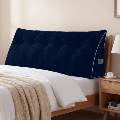 Sasttie Headboard Pillow Queen, Wedge Pillow Headboard, Dark Grey | Triangle Backrest Cushion for Sitting or Reading in Bed, Dorm Essentials, OEKO-TEX, Down Alternative Fill, Side Pockets