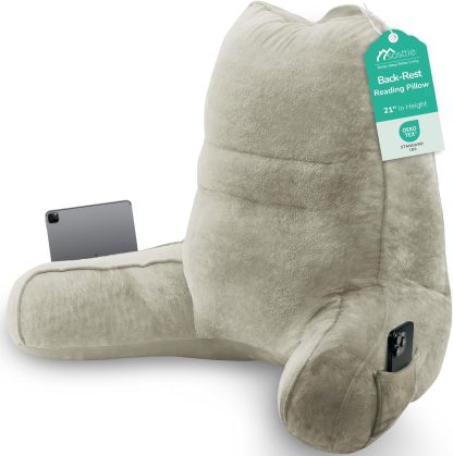 Sasttie Reading Pillow for Bed, Back Pillow for Sitting Up, Dark Grey | 18 Backrest Support Cushion for Couch, Sofa, and Floor, Dorm Essentials, OEKO-TEX, Adjustable Down Alternative Fill