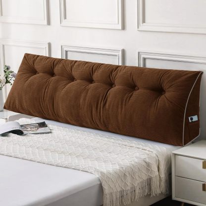 Sasttie Headboard Pillow Queen, Wedge Pillow Headboard, Dark Grey | Triangle Backrest Cushion for Sitting or Reading in Bed, Dorm Essentials, OEKO-TEX, Down Alternative Fill, Side Pockets