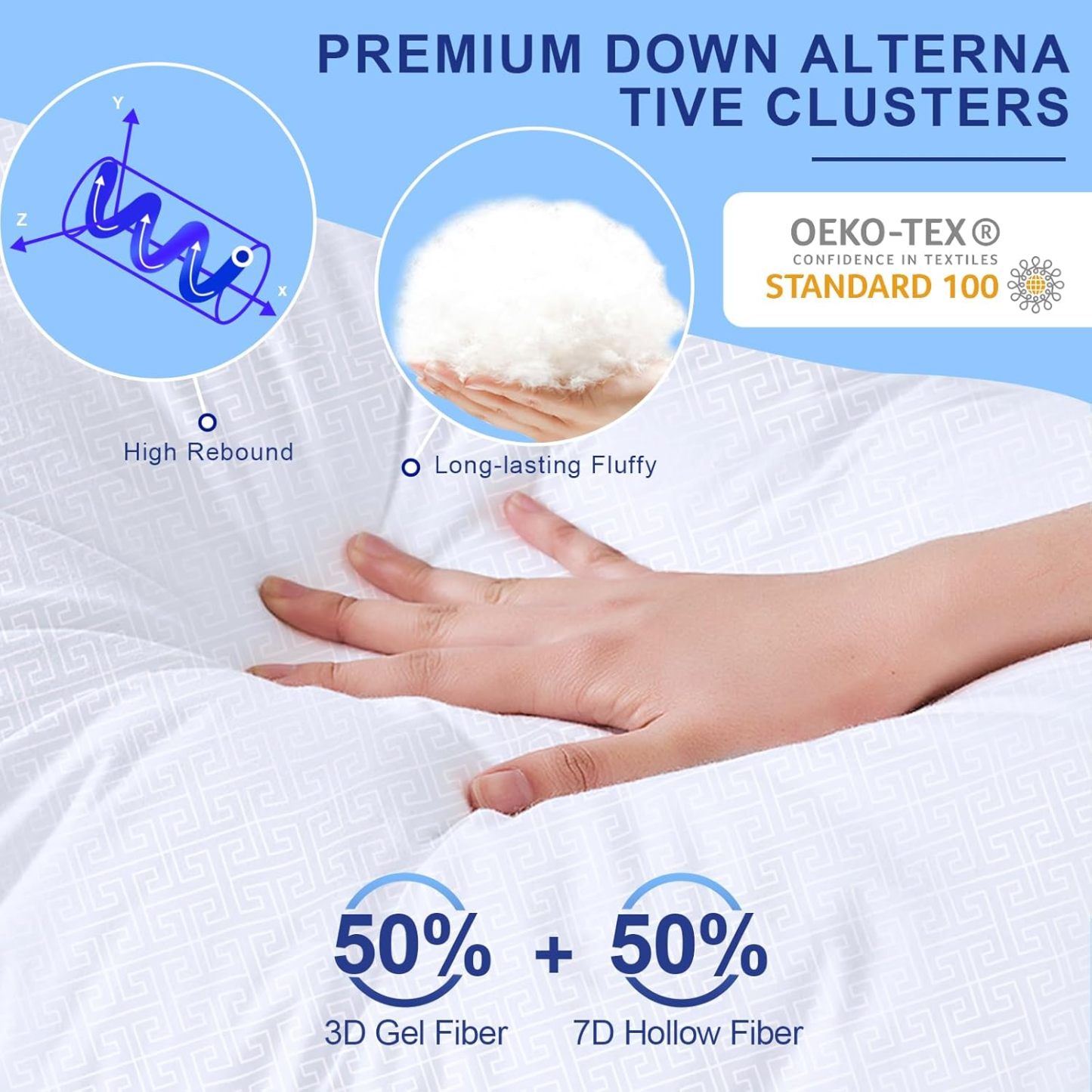 HUXMEYSON Pillows King Size Set of 2 for Sleeping - Cooling Down Alternative Bed Pillow for Back, Stomach or Side Sleepers, Hotel Collection Pillows, 20 x 36 Inches