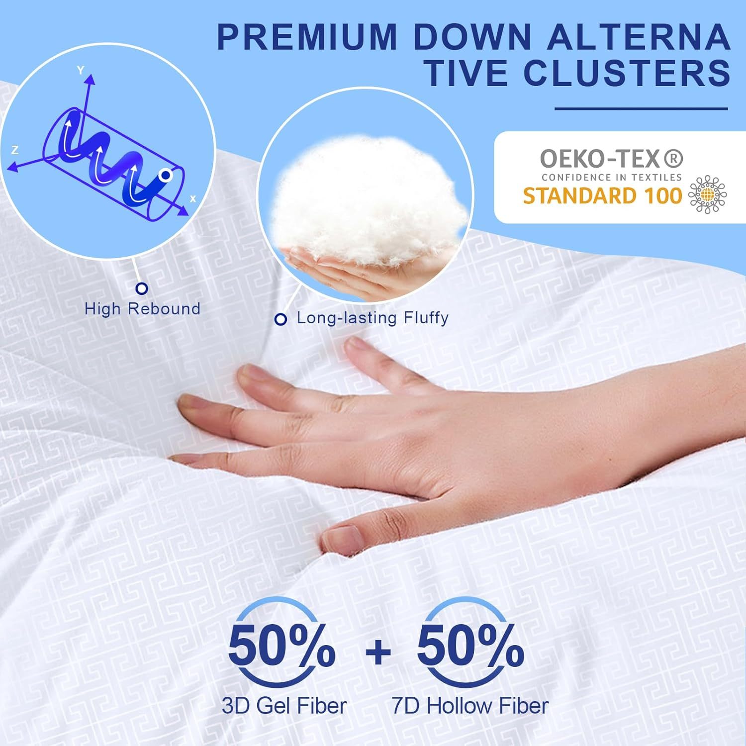 HUXMEYSON Pillows King Size Set of 2 for Sleeping - Cooling Down Alternative Bed Pillow for Back, Stomach or Side Sleepers, Hotel Collection Pillows, 20 x 36 Inches
