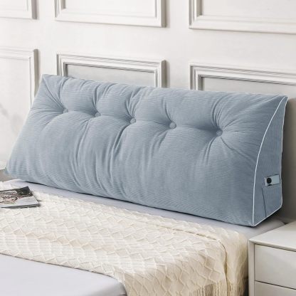 Sasttie Headboard Pillow Queen, Wedge Pillow Headboard, Dark Grey | Triangle Backrest Cushion for Sitting or Reading in Bed, Dorm Essentials, OEKO-TEX, Down Alternative Fill, Side Pockets