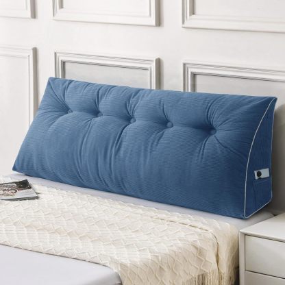 Sasttie Headboard Pillow Queen, Wedge Pillow Headboard, Dark Grey | Triangle Backrest Cushion for Sitting or Reading in Bed, Dorm Essentials, OEKO-TEX, Down Alternative Fill, Side Pockets