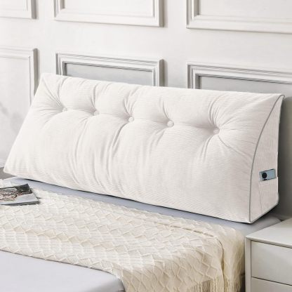 Sasttie Headboard Pillow Queen, Wedge Pillow Headboard, Dark Grey | Triangle Backrest Cushion for Sitting or Reading in Bed, Dorm Essentials, OEKO-TEX, Down Alternative Fill, Side Pockets