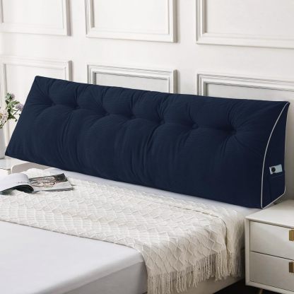 Sasttie Headboard Pillow Queen, Wedge Pillow Headboard, Dark Grey | Triangle Backrest Cushion for Sitting or Reading in Bed, Dorm Essentials, OEKO-TEX, Down Alternative Fill, Side Pockets