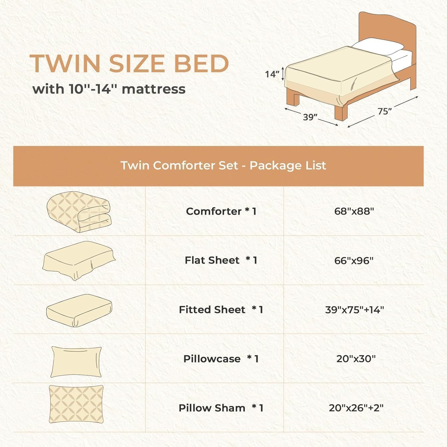 Sasttie Twin Comforter Set, 5-Piece Bed in a Bag, Pintuck Bedding Sets for All Season, Includes Comforter, Flat Sheet, Fitted Sheet, Pillowcase and Pillowsham, Baby Pink