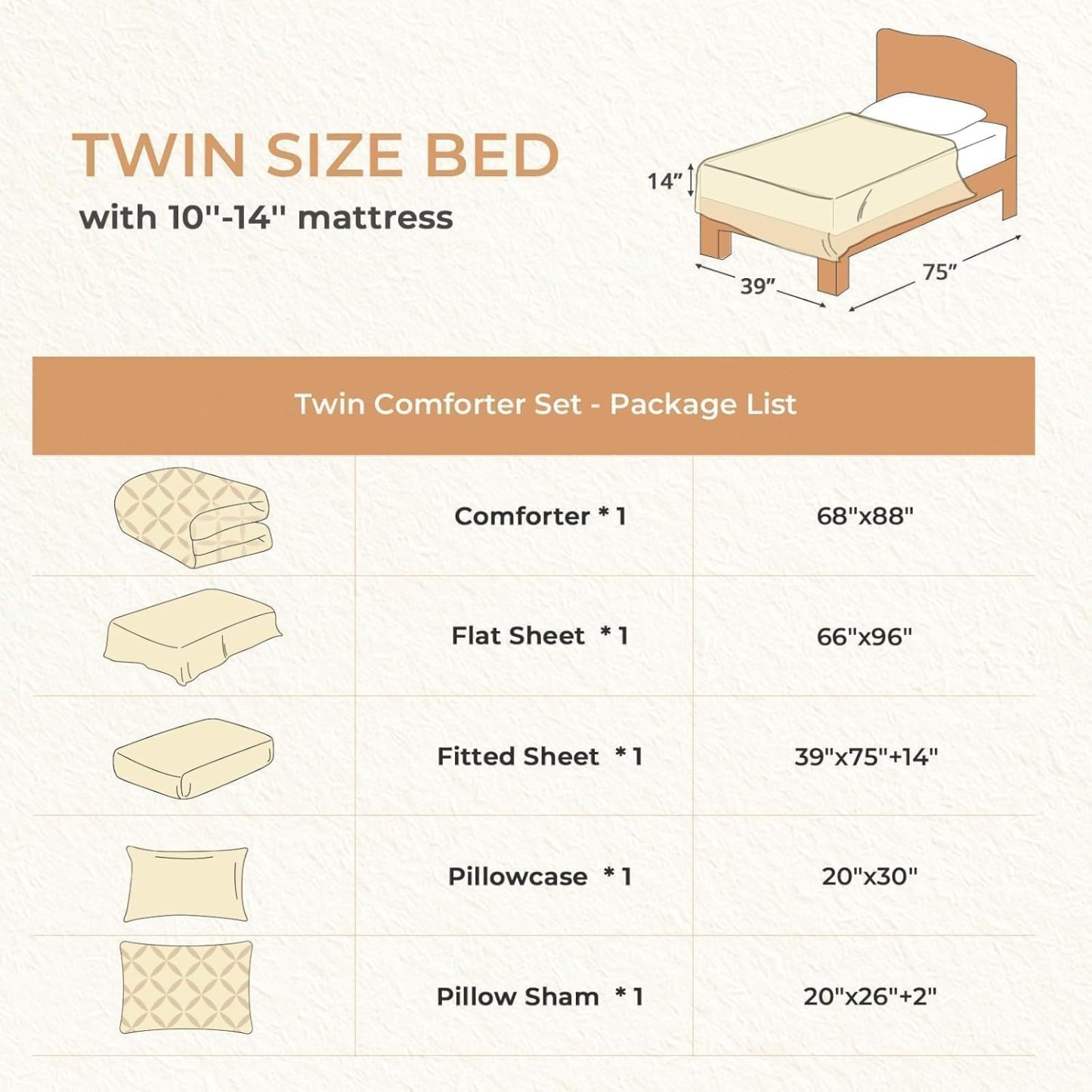 Sasttie Twin Comforter Set, 5-Piece Bed in a Bag, Pintuck Bedding Sets for All Season, Includes Comforter, Flat Sheet, Fitted Sheet, Pillowcase and Pillowsham, Baby Pink