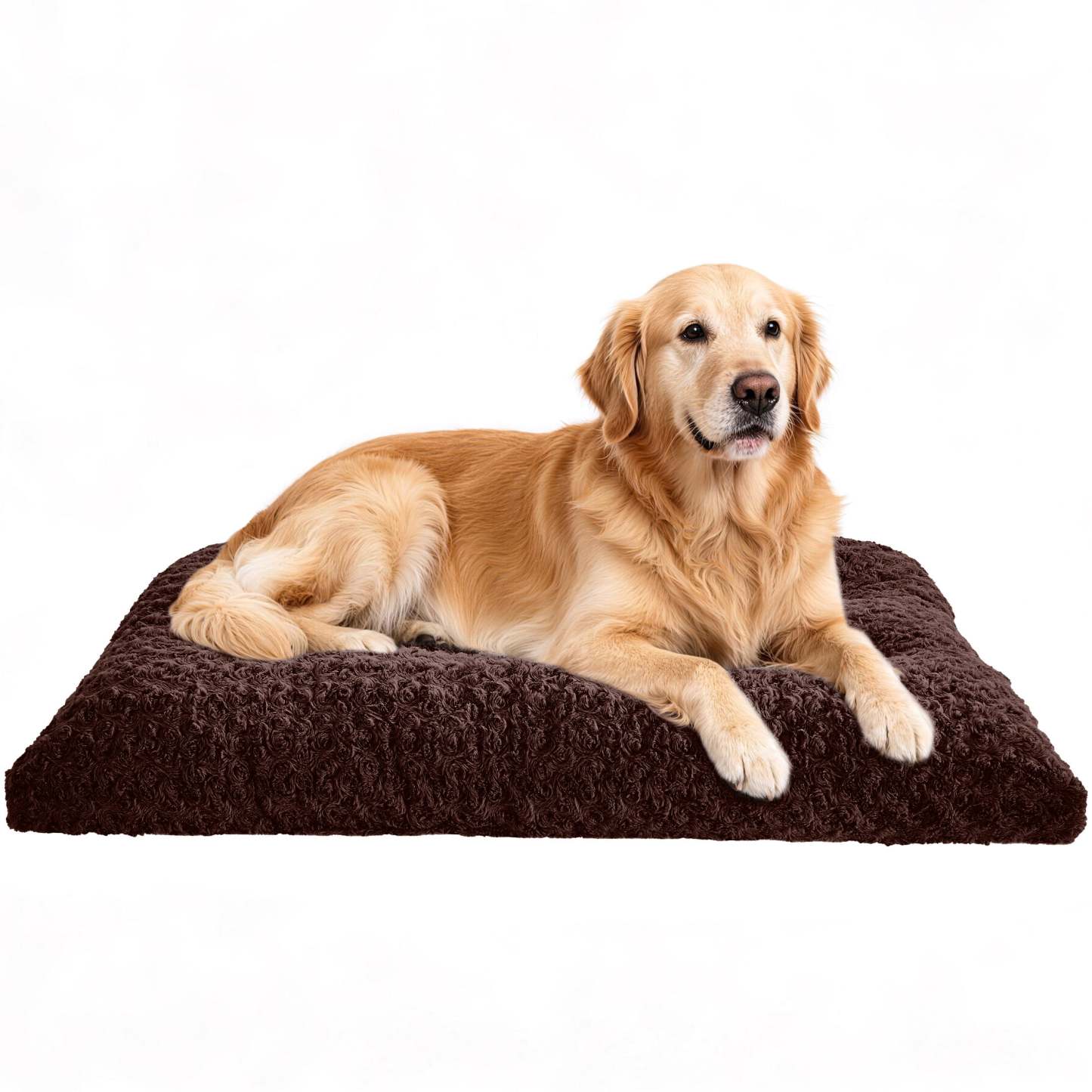 Sasttie Rose Velvet Dog Bed Crate Pad, Washable Plush Pet Mat with Non-Slip Bottom - XL (41" x 27" x 6") / Dark Brown