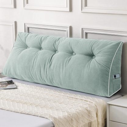 Sasttie Headboard Pillow Queen, Wedge Pillow Headboard, Dark Grey | Triangle Backrest Cushion for Sitting or Reading in Bed, Dorm Essentials, OEKO-TEX, Down Alternative Fill, Side Pockets