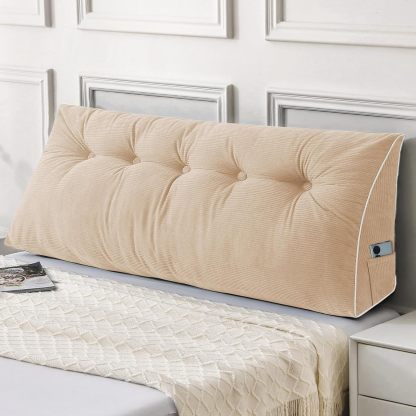 Sasttie Headboard Pillow Queen, Wedge Pillow Headboard, Dark Grey | Triangle Backrest Cushion for Sitting or Reading in Bed, Dorm Essentials, OEKO-TEX, Down Alternative Fill, Side Pockets