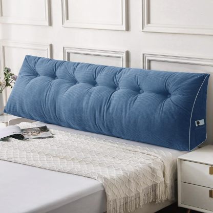 Sasttie Headboard Pillow Queen, Wedge Pillow Headboard, Dark Grey | Triangle Backrest Cushion for Sitting or Reading in Bed, Dorm Essentials, OEKO-TEX, Down Alternative Fill, Side Pockets