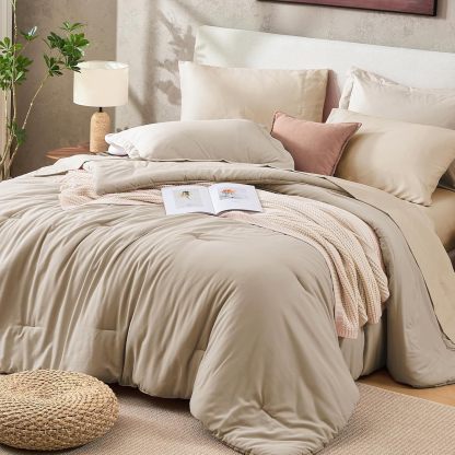 Sasttie Navy Blue Queen Comforter Set 7-Piece, Pre-Washed Bed in a Bag | OEKO-TEX, Soft & Breathable, All-Season Bedding Set with Comforter, Sheets, Pillowcases & Pillow Shams, Down Alternative