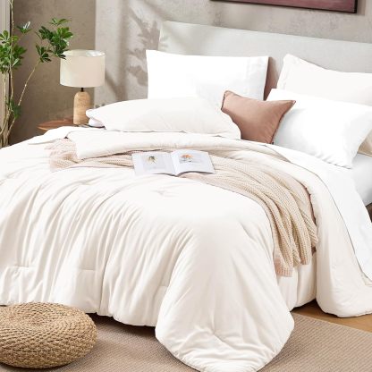 Sasttie Navy Blue Queen Comforter Set 7-Piece, Pre-Washed Bed in a Bag | OEKO-TEX, Soft & Breathable, All-Season Bedding Set with Comforter, Sheets, Pillowcases & Pillow Shams, Down Alternative