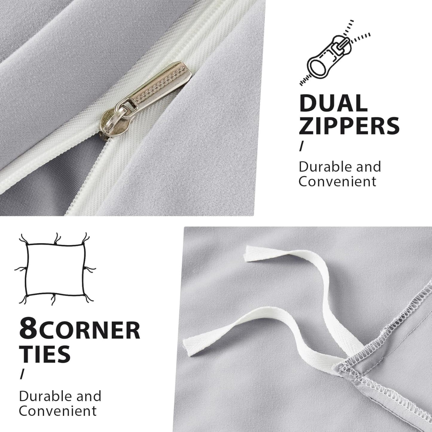 Sasttie Duvet Cover Twin/Twin XL Size, Double Brushed Twin/Twin XL Duvet Cover, 3-Piece Duvet Cover Set Includes 1 Duvet Cover (68x90) and 1 Pillowcase (20x26) with Zipper Closure, Light Grey