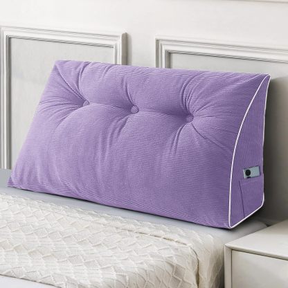 Sasttie Headboard Pillow Queen, Wedge Pillow Headboard, Dark Grey | Triangle Backrest Cushion for Sitting or Reading in Bed, Dorm Essentials, OEKO-TEX, Down Alternative Fill, Side Pockets
