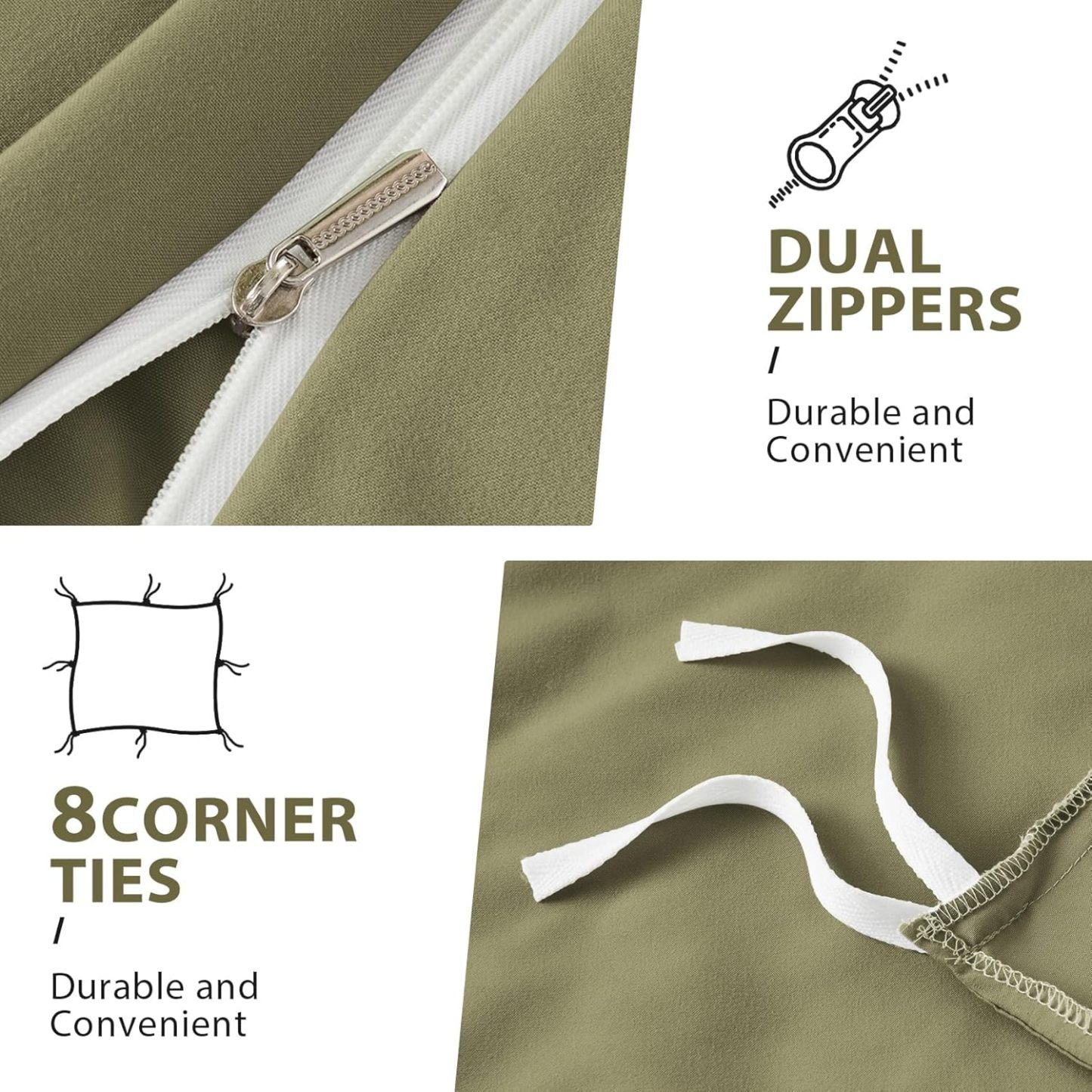 Sasttie Duvet Cover Twin/Twin XL Size, Double Brushed Twin/Twin XL Duvet Cover, 3-Piece Duvet Cover Set Includes 1 Duvet Cover (68x90) and 1 Pillowcase (20x26) with Zipper Closure, Olive