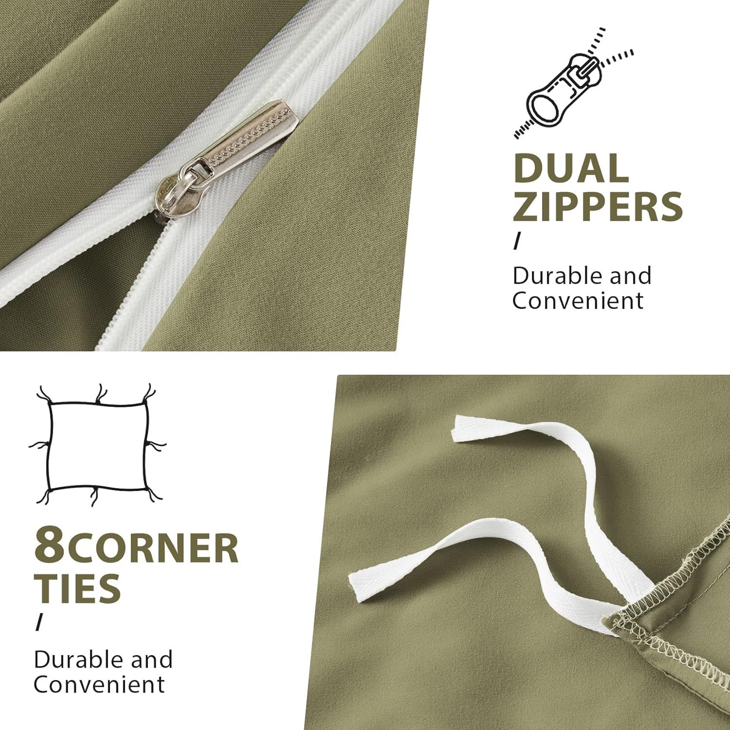 Sasttie Duvet Cover Twin/Twin XL Size, Double Brushed Twin/Twin XL Duvet Cover, 3-Piece Duvet Cover Set Includes 1 Duvet Cover (68x90) and 1 Pillowcase (20x26) with Zipper Closure, Olive