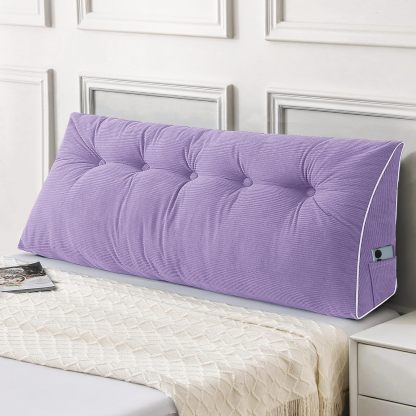 Sasttie Headboard Pillow Queen, Wedge Pillow Headboard, Dark Grey | Triangle Backrest Cushion for Sitting or Reading in Bed, Dorm Essentials, OEKO-TEX, Down Alternative Fill, Side Pockets