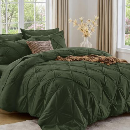 Sasttie Twin Comforter Set, 5-Piece Bed in a Bag, Pintuck Bedding Sets for All Season, Includes Comforter, Flat Sheet, Fitted Sheet, Pillowcase and Pillowsham, Baby Pink